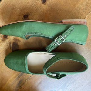 Green Grosgrain 39.5 Mary Janes